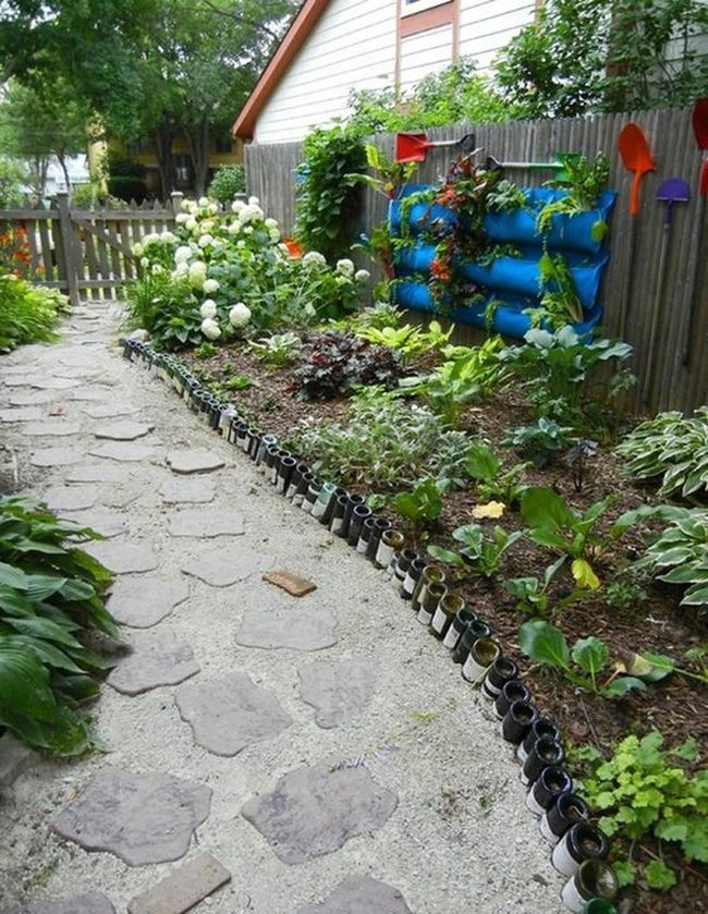 Recycled Bottle Garden Pathways