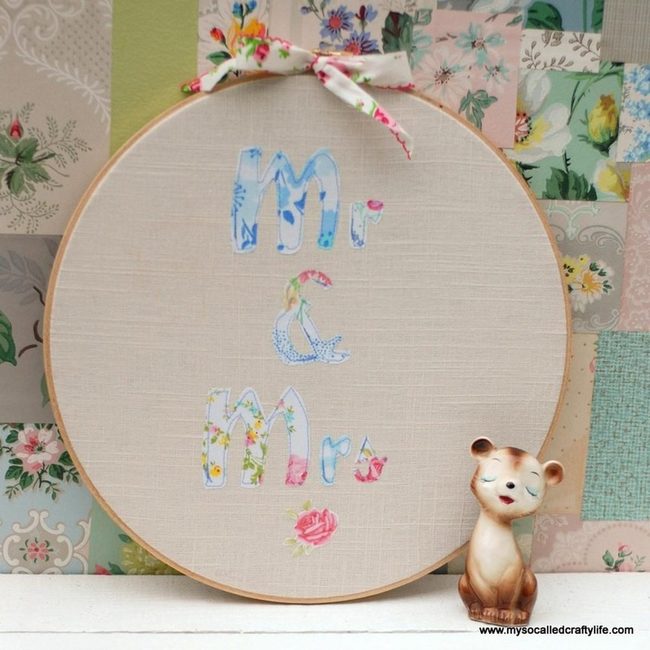 Hand-Stitched Pastel Wedding Keepsake