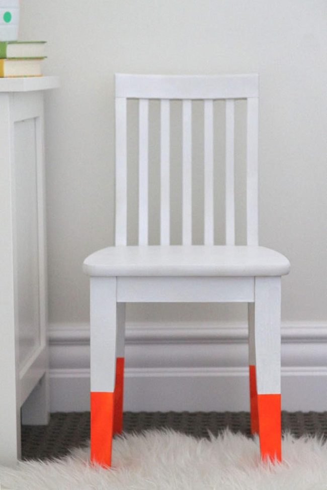White Chairs Orange Legs