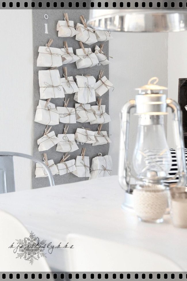 White Clothespins Gray Wall Hanging