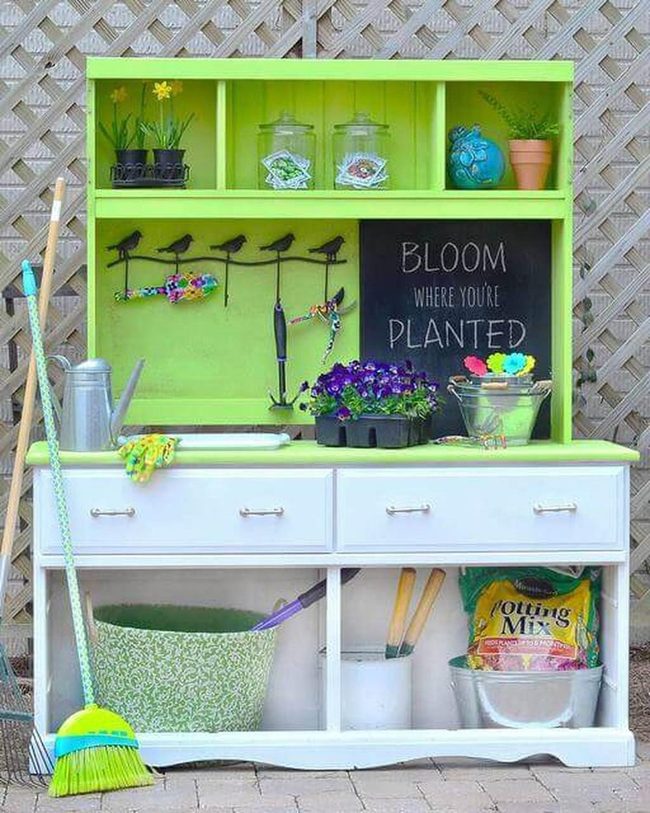 Bright Green Gardener'S Workspace