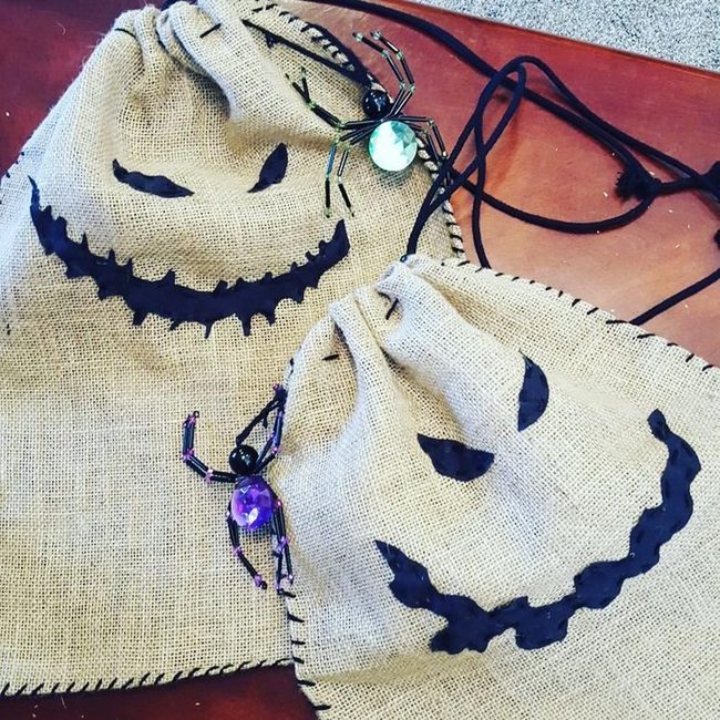 Black Burlap Halloween Grins