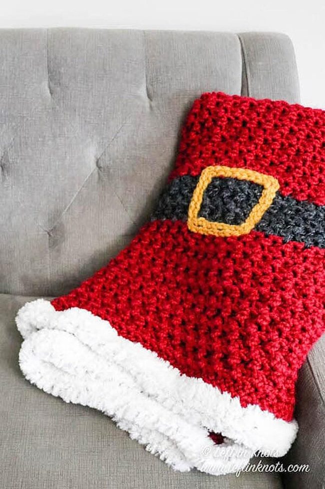 Faux Fur Santa Throw Blanket