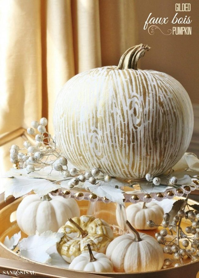 Metallic Gold Pumpkins Autumn Elegance