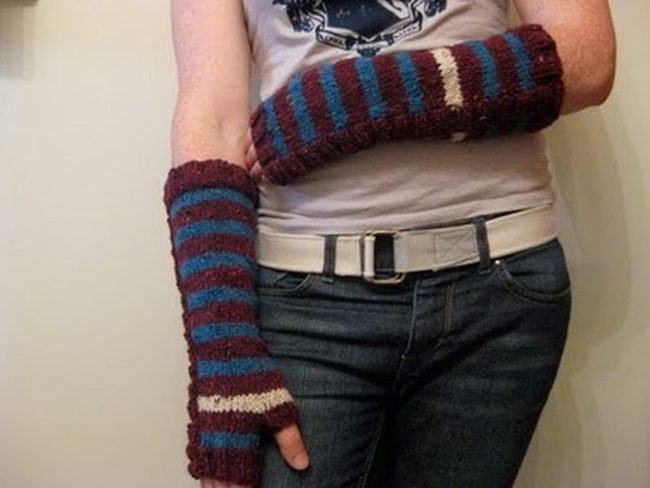Blue Red Striped Arm Warmers
