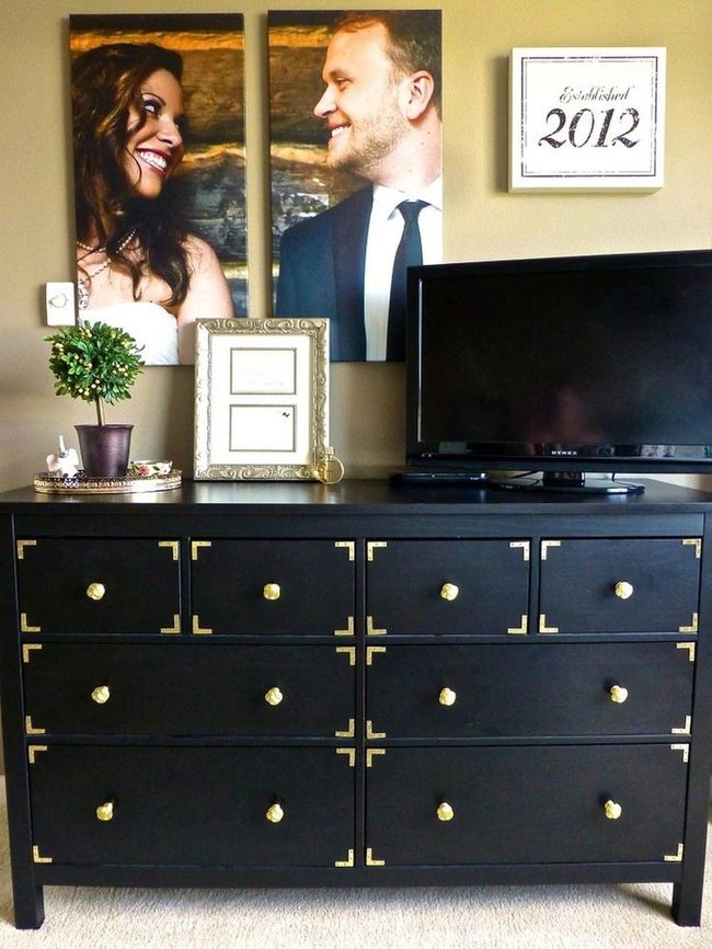 Black Dresser With Gold Highlights
