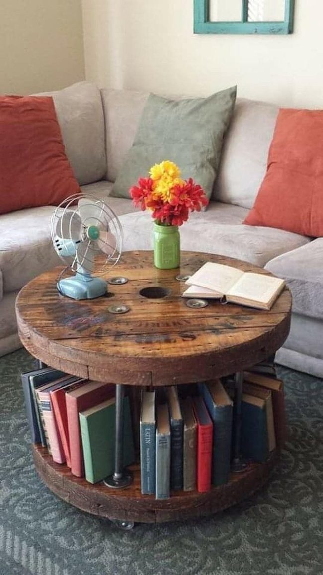 Colorful Shelves Near Seating