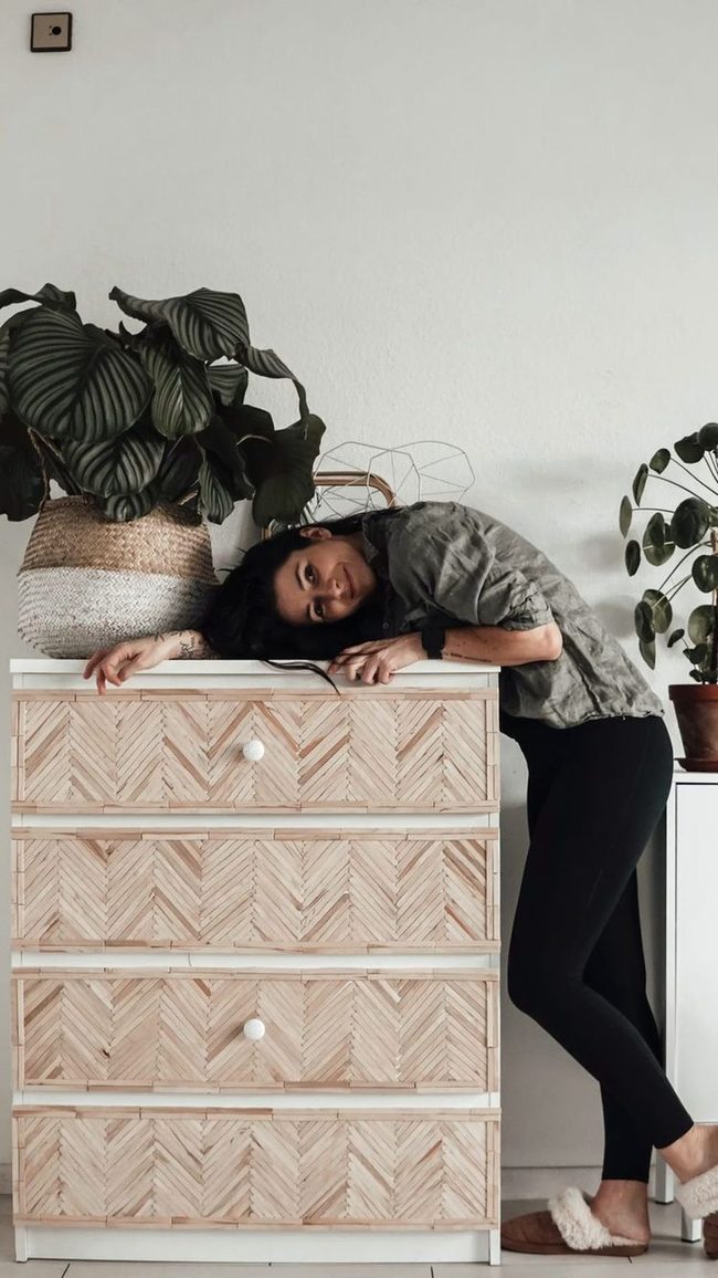 Popsicle Stick Herringbone Dresser
