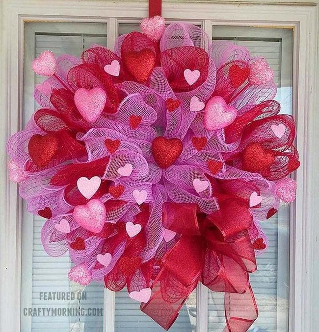 Colorful Heart Ribbon Wreath