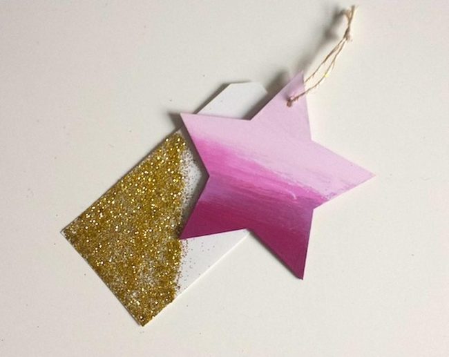 Pink Gradient Stars With Gold Glitter