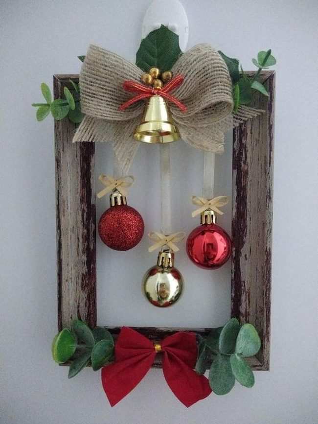 Red Ornaments Hanging Gold Frame