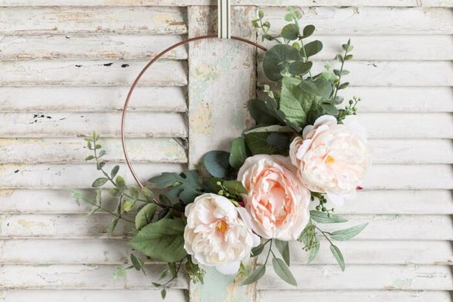 Blush Florals With Green Leaf Frame