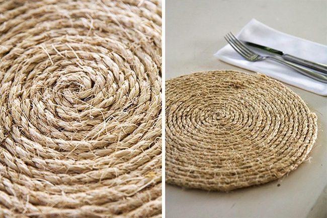 Handwoven Spiral Natural Fiber Mats