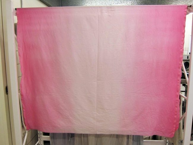 Pink Gradient Curtains, Metal Storage