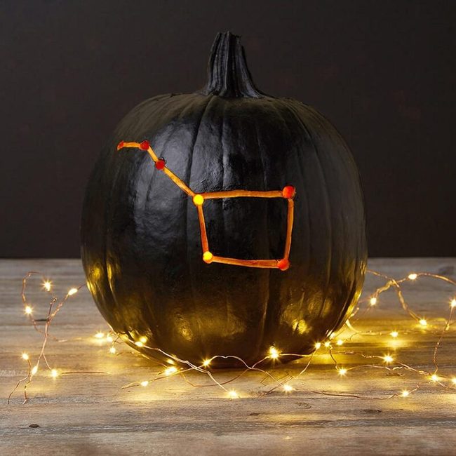 Black Pumpkins With Glowing Constellations