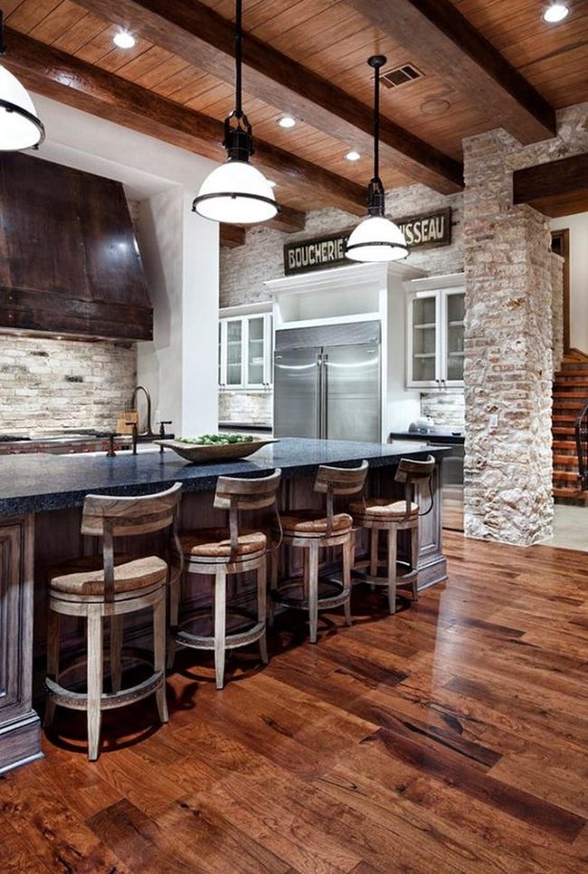Wooden Beams And Stone Walls Kitchen