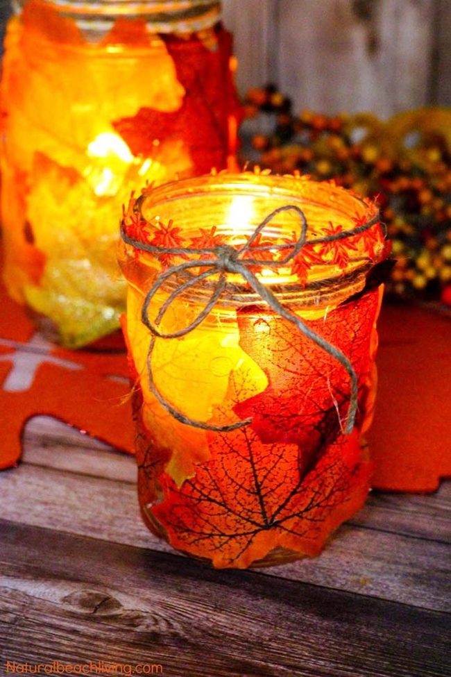Autumn Leaves Decoupage Candles