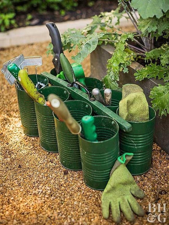 Shiny Tin Cans Organized Garden