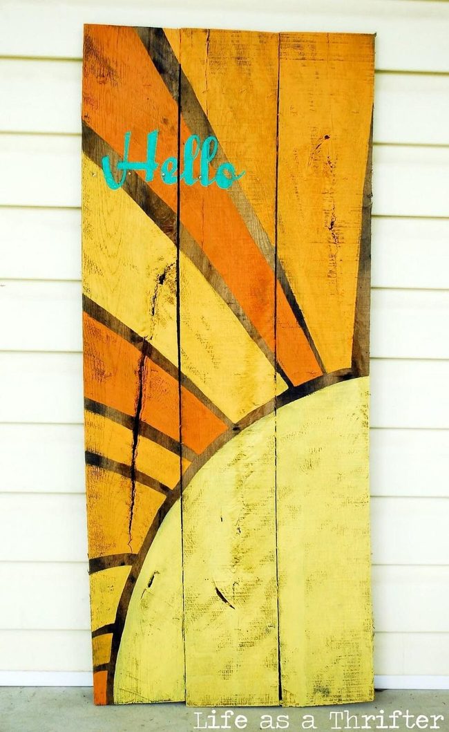 Sunny Yellow Hand-Painted Wood Sign