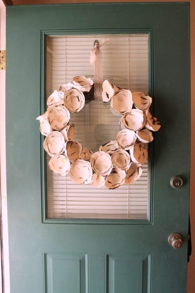 Cream Paper Flowers Green Door