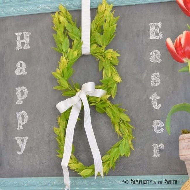 Green Silk Bunny Wire Wreath