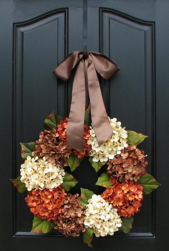 Autumn Orange Against Dark Door