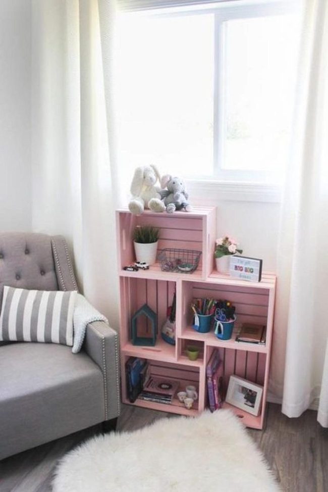 Pink Crates White Light Room