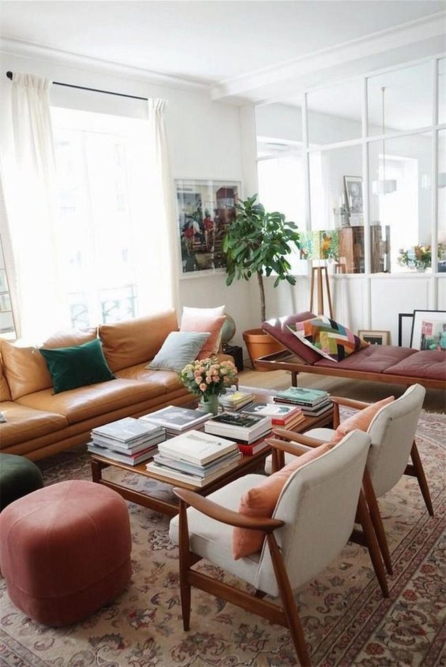 Caramel Leather Sunlit Living