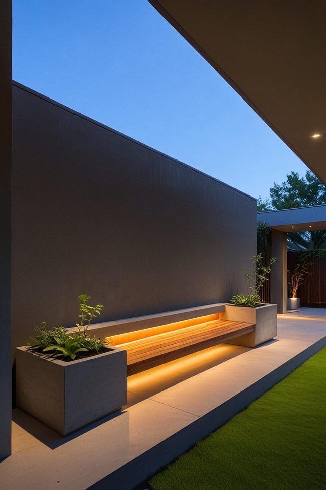 Floating Concrete Built-In Bench