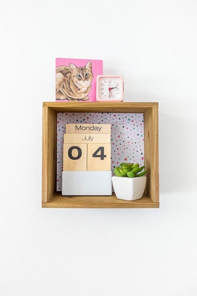 White Wall Wooden Box Green Plant