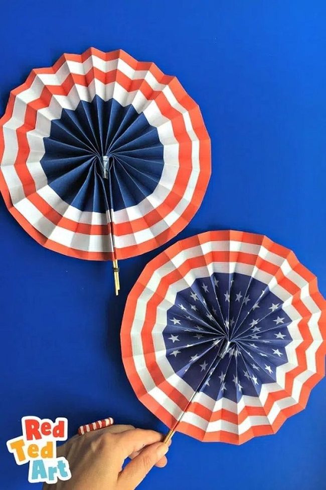 Red White Blue Paper Fans