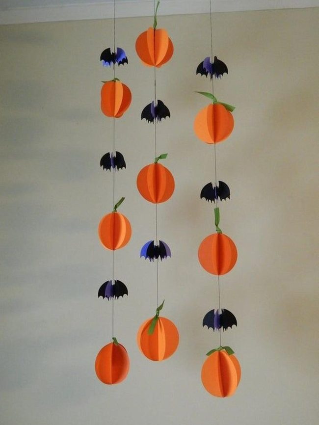 Orange Paper Pumpkins Floating Wall