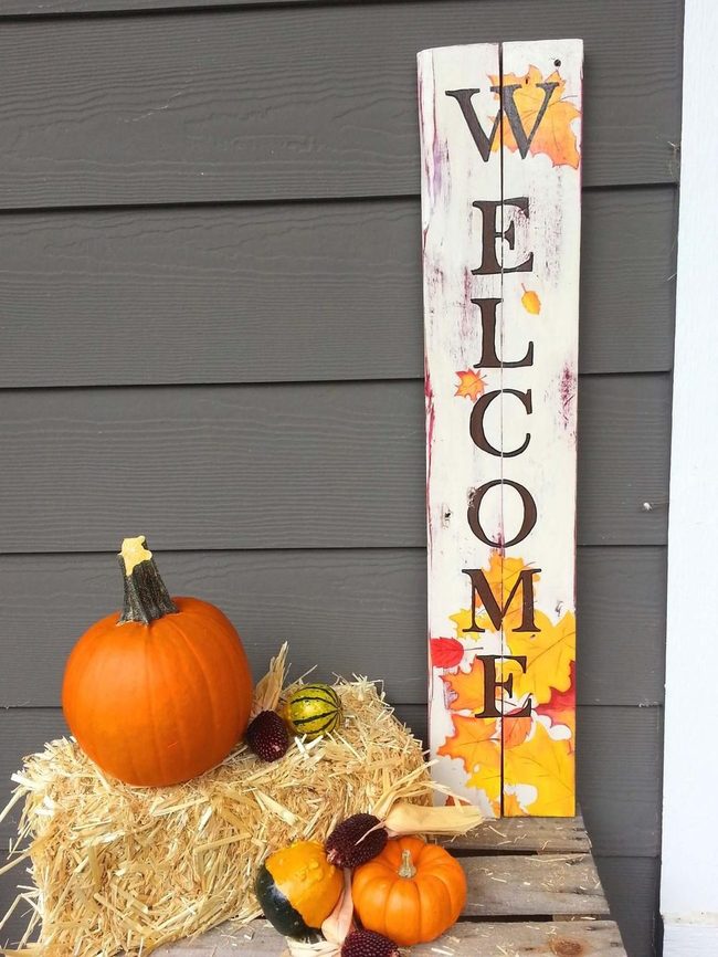 Wooden Porch Sign Autumn