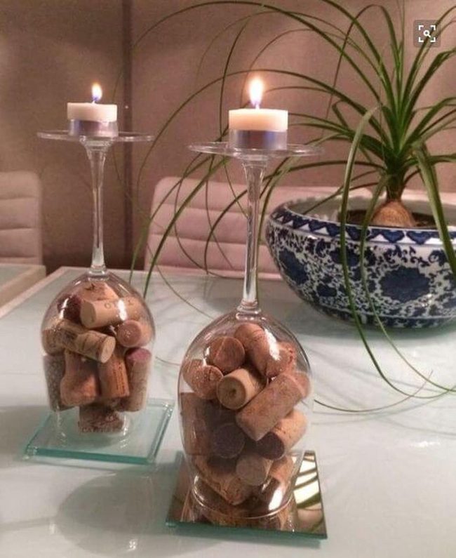Cork Filled Glasses Candlelit