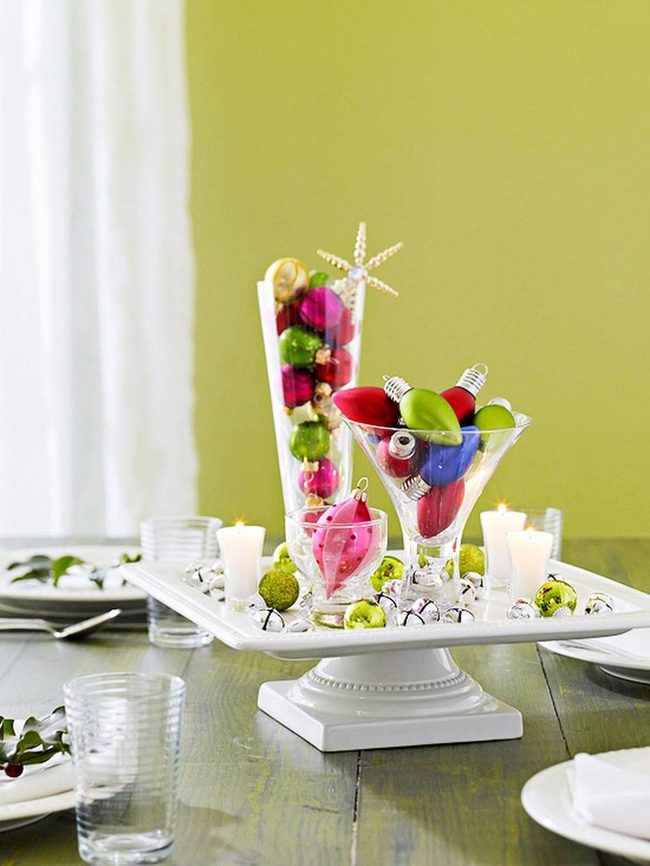 Multicolor Ornaments On White Tray
