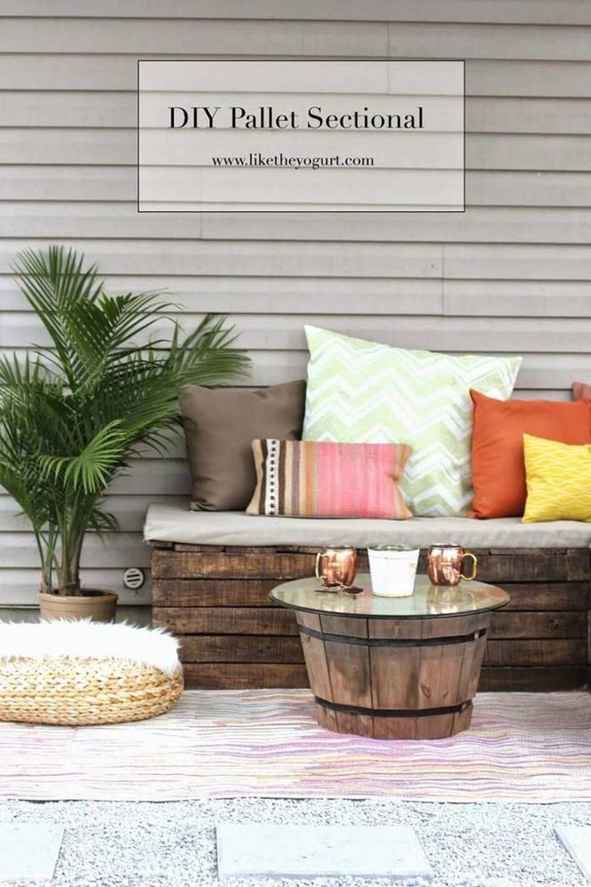 Dark Stained Pallet Sectional Storage