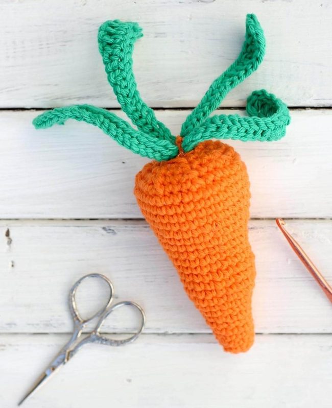 Orange Yarn Carrots Hand-Stitched