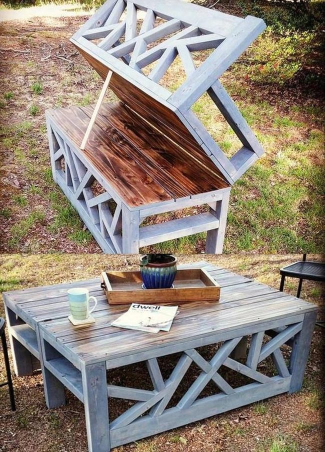 Geometric Wood Slat Seating