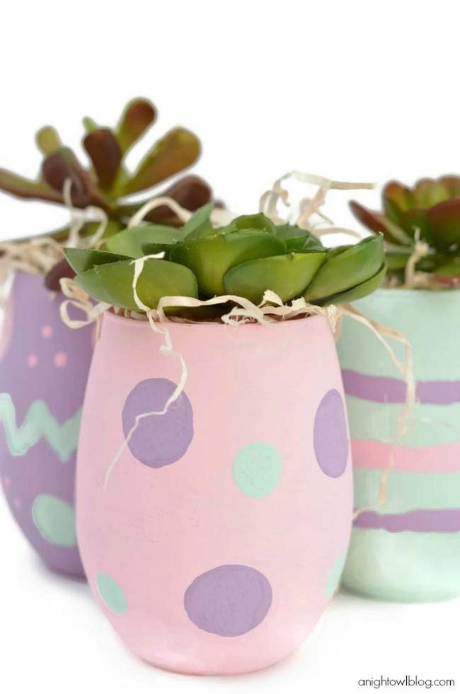 Painted Glass Planters For Succulents