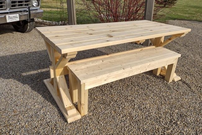 Wooden Picnic Table Gathers Crowds