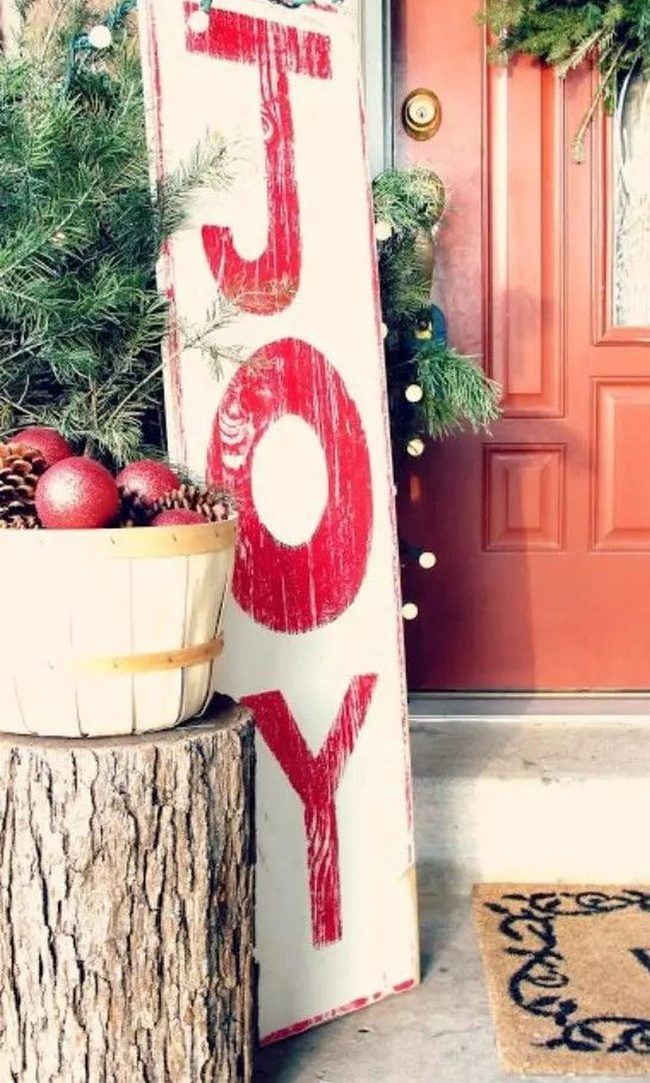 Red Door Winter Entrance