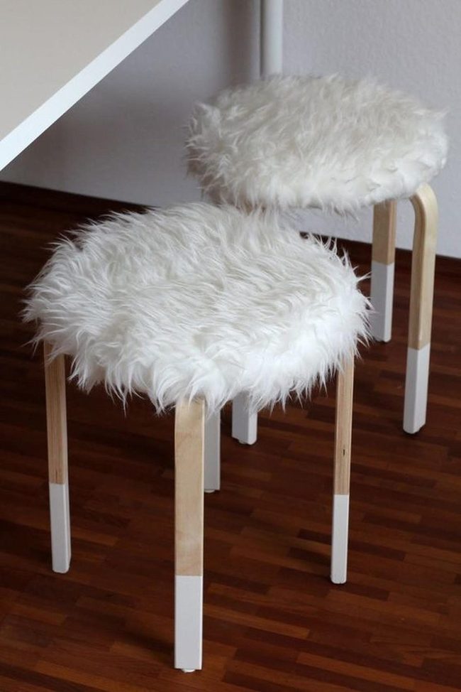 White-Dipped Wood Stools