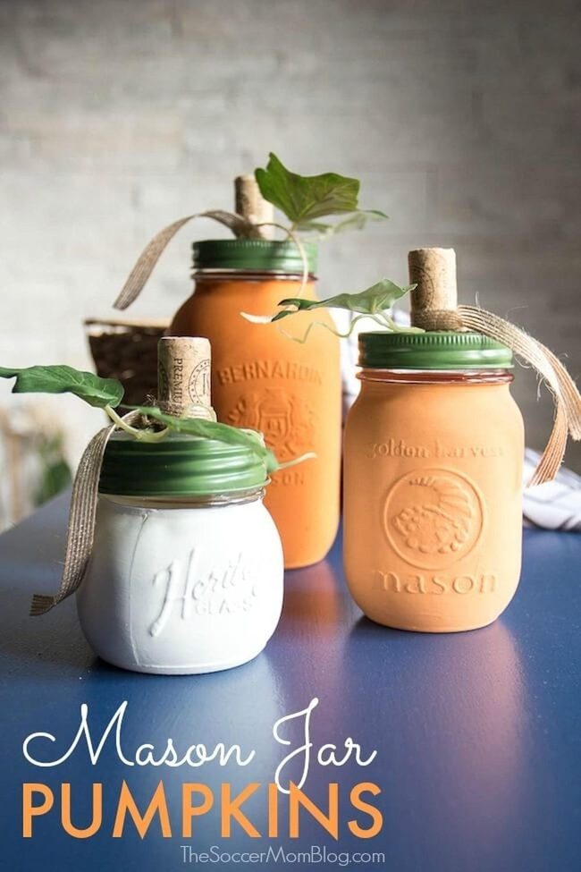 Orange Mason Jar Pumpkins