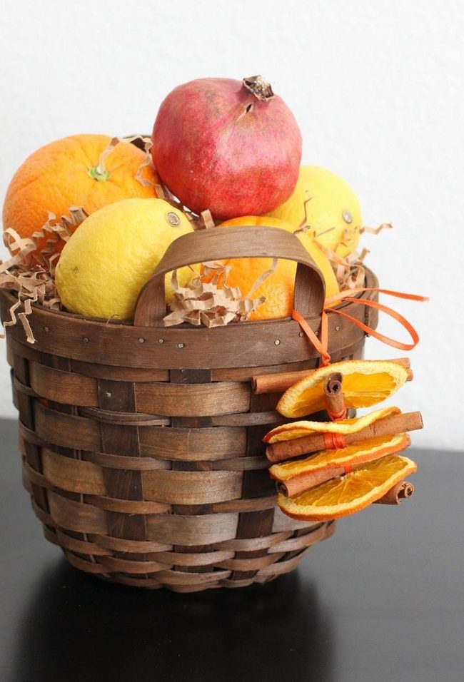 Citrus Fruits In Woven Basket