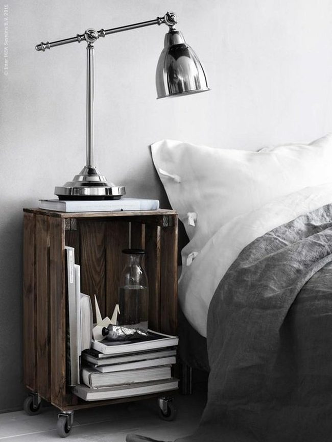Wood Crates Modern Metal Nightstands