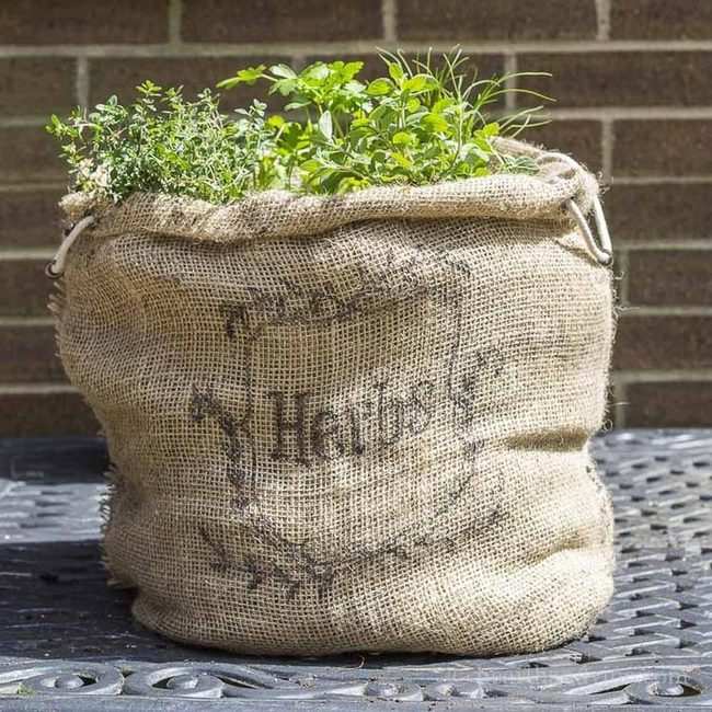 Fresh Herbs In Burlap Sack