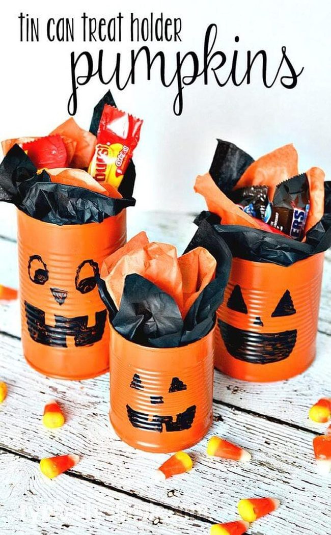 Bright Orange Jack-O'-Lantern Cans