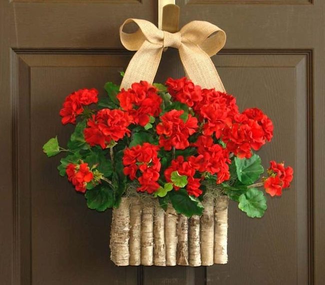 Red Geranium Doorstep Display