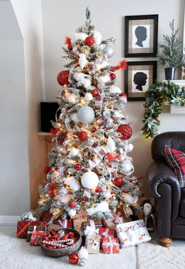 Red And Silver Christmas Tree Statement