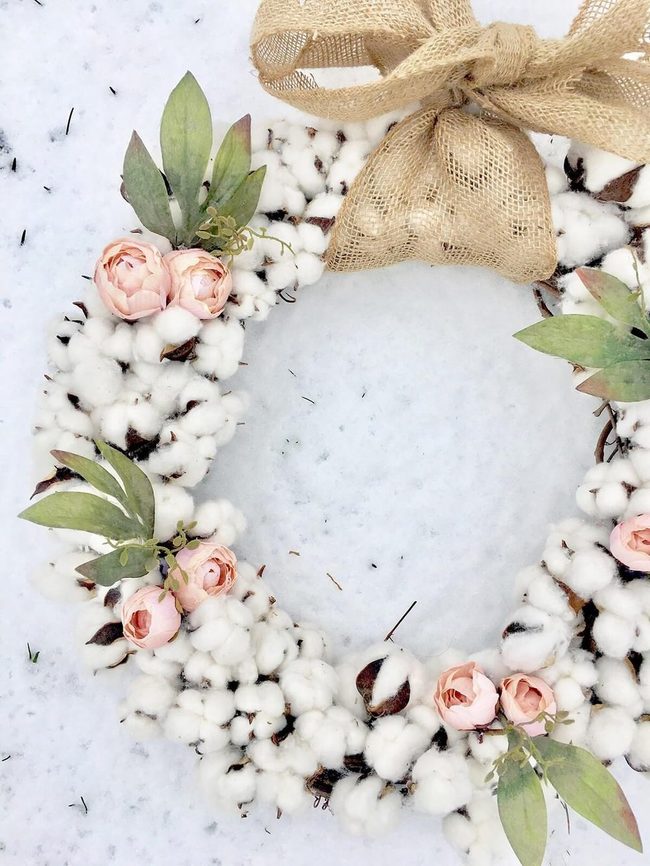 White Cotton Cloud Wreath
